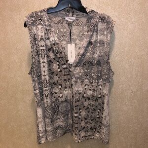 Calvin Klein Women's Matte V-Neck Shoulder Pleat Sleeveless Top New With Tags